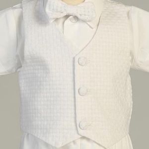 Dexter Boys White Poly Cotton Basketweave Vest